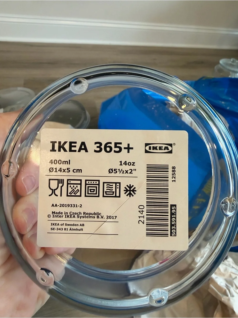 IKEA 365+ Round Glass Food Container 14 oz 400ml With Lid 503.591.95